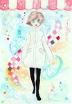  bad_id bad_pixiv_id blue_eyes brown_hair jacket og original pantyhose short_hair solo traditional_media 