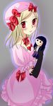  bad_id bad_pixiv_id beret blonde_hair doll dress elbow_gloves gloves hat lambdadelta pearl pink_dress pink_hat red_eyes ribbon short_hair solo tonami umineko_no_naku_koro_ni 