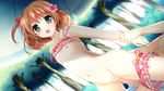  1boy 1girl blush breasts brown_hair censored chair flower game_cg green_eyes inui_yuki kimishima_ao miyama_mizuki navel nipples otome_ga_tsumugu_koi_no_canvas otome_ga_tsumugu_koi_no_canvas_futari_no_gallery panties panties_around_leg penis pussy sex short_hair swimsuit underwear vaginal 