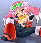  bad_id bad_tumblr_id blush bodysuit boots call_(mighty_no._9) cameltoe detached_sleeves fallen_down flat_chest goggles goggles_on_head hat kairuhentai knee_boots long_hair mighty_no._9 nipples pink_eyes pink_hair robot robot_ears skin_tight solo spread_legs thighs torn_bodysuit torn_clothes twintails 