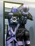  3_fingers alien armor bodysuit breasts butt clothed clothing enviro-suit female ghostfire helmet mass_effect mirror quarian sci-fi skinsuit solo suit tali&#039;zorah_nar_rayya tali'zorah_nar_rayya 