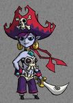  1girl awilddrawfagappears bags_under_eyes bandana bandanna choker cutlass_(sword) earrings gem hand_on_hip hat hoop_earrings jewelry midriff navel notna85 pants parody pirate pirate_hat purple_hair risky_boots shantae short_hair skull skull_and_crossbones solo style_parody sword the_legend_of_zelda the_legend_of_zelda:_the_wind_waker wayforward weapon wind_waker wrist_cuffs 