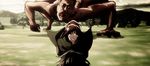  1girl animated animated_gif chasing clenched_teeth dodging failure horse lowres riding sasha_braus sasha_browse shingeki_no_kyojin teeth titan_(shingeki_no_kyojin) 