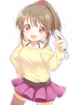  hori_yuuko idolmaster idolmaster_cinderella_girls open_mouth ponytail solo spoon 