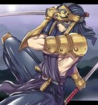  1boy 90s choujin_gakuen_gowcaizer fudomaru game inaho katana male male_focus mask ninja sword technos voltage_fighter_gowcaizer weapon 