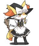  braid braixen canine clothed clothing female fennec fox hair hat looking_at_viewer mammal marisa_kirisame nanikoulei nintendo open_mouth plain_background pok&#233;mon pok&eacute;mon solo touhou video_games white_background witch_hat yellow_eyes zun 