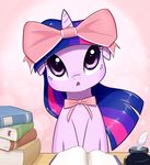  book bookmark bow equine female feral friendship_is_magic fur hair horn horse long_hair mammal multi-colored_hair my_little_pony open_mouth pony purple_eyes purple_hair quill solo tongue twilight_sparkle_(mlp) unicorn 