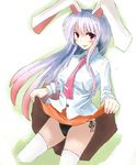  :p animal_ears bad_id bad_pixiv_id black_panties bunny_ears dress_shirt gradient_hair long_hair multicolored_hair panties purple_hair red_eyes red_hair reisen_udongein_inaba shirt side-tie_panties skirt skirt_lift solo string_panties taji_(crowview) thighhighs tongue tongue_out touhou underwear very_long_hair white_legwear 