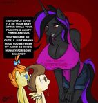  2012 anthro big_breasts black_fur black_hair bow breasts brown_hair clothing equine friendship_is_magic hair horn horse my_little_pony orange_hair original_character pegasus pony pound_cake_(mlp) pumpkin_cake_(mlp) purple_hair red_eyes saliva sweat unicorn wings yellow_fur 