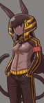  :&lt; animal_ears ankh anubis-senpai armband bad_id bad_tumblr_id black_hair casual egyptian grey_background grey_skin hands_in_pockets highres jackal_ears jackal_tail long_hair matsuda_yuusuke original red_eyes simple_background solo tail track_suit 