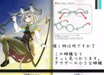  absurdres animal_ears bespectacled character_name crease dress flying glasses grey_hair highres jewelry looking_at_viewer mouse_ears mouse_tail nabeshima_tetsuhiro nazrin red_eyes scan short_hair smile solo tail text_focus thighhighs touhou 