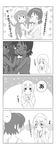  ... 3girls absurdres blush blush_stickers comic crossover drooling greyscale highres ikamusume k-on! kotobuki_tsumugi long_hair monochrome multiple_girls nagatsuki_sanae pakigol shinryaku!_ikamusume short_hair translated yuri yurijoshi 