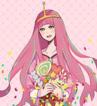  adventure_time candy food green_eyes lollipop long_hair omone_takeshi pink pink_hair princess_bonnibel_bubblegum smile sweets tiara 