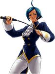  ahoge blue_eyes blue_hair breasts cravat elisabeth_blanctorche jacket large_breasts official_art ogura_eisuke riding_crop short_hair slender_waist solo the_king_of_fighters the_king_of_fighters_xii transparent_background 