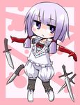  :&lt; bloomers blush boots bow child dansai_bunri_no_crime_edge elbow_gloves emily_redhands gloves jitome knife kugelschreiber lavender_hair purple_eyes red_gloves solo underwear 