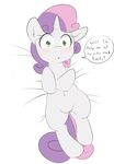  blush cub dialog english_text equine female feral friendship_is_magic fur green_eyes hair horn horse kryptchild lying mammal my_little_pony on_back pony solo sweetie_belle_(mlp) text two_tone_hair unicorn white_fur young 
