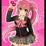  bad_id bad_pixiv_id blue_eyes bow little_busters! long_hair pink_bow purple_hair saigusa_haruka school_uniform side_ponytail thighhighs ura_(ura-tennislove) 