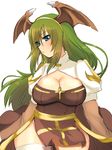  archbishop bad_id bad_pixiv_id blue_eyes breasts cleavage cleavage_cutout green_hair hairband head_wings hips large_breasts long_hair no_panties puffy_sleeves ragnarok_online solo thighhighs uzuki_kouta white_legwear 