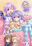  &gt;_&lt; &lt;o&gt;_&lt;o&gt; 3girls :d :o ;d bad_id bad_pixiv_id blonde_hair blush_stickers character_doll choker closed_eyes compa couch doll hair_ornament histoire if_(choujigen_game_neptune) multiple_girls nepgear nepgyaa neptune_(choujigen_game_neptune) neptune_(series) one_eye_closed open_mouth pish purple_eyes purple_hair pururut rectangular_mouth smile striped striped_legwear thighhighs v-shaped_eyebrows yuyuzuki_(yume_usagi) 