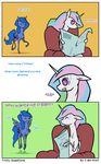  ? blue_eyes blue_fur chair comic cutie_mark dialog duo english_text equine eyes_closed female feral friendship_is_magic frown fur hair horn horse humor i-am-knot jumping long_hair mammal multi-colored_hair my_little_pony open_mouth paper plain_background pony princess_celestia_(mlp) princess_luna_(mlp) purple_eyes recliner royalty sitting smile sweat teeth text white_fur winged_unicorn wings 