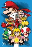  1girl 6+boys blanka blanka_(cosplay) boo capcom chun-li chun-li_(cosplay) cosplay dhalsim dhalsim_(cosplay) edmond_honda edmond_honda_(cosplay) goomba guile guile_(cosplay) ken_masters ken_masters_(cosplay) koopa_troopa luigi mario mario_(series) multiple_boys parody princess_peach ryu ryu_(cosplay) ryuu_(street_fighter) ryuu_(street_fighter)_(cosplay) street_fighter super_mario_bros. toad toad_(mario) wario zangief zangief_(cosplay) 