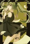  2013 absurdres aer_(tengqiu) artist_name dated detached_sleeves green_eyes green_hair hatsune_miku highres long_hair mousou_zei_(vocaloid) skirt solo twintails vocaloid 