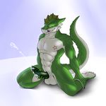  abs anthro balls barbs biceps big_balls big_muscles big_penis claws cum cum_on_hand cum_on_penis cum_string cumshot erection everquest front green_penis green_skin grey_skin horn iksar jathiros_(artist) kneeling licking licking_lips male masturbation muscles nude orgasm pecs penis pose presenting purple_tongue reptile scales scalie sheath slit solo spread_legs spreading ssvanti tattoo toe_claws toned tongue tongue_out video_games yellow_eyes 