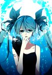  aqua_eyes aqua_hair dress etoranze hatsune_miku long_hair ribbon shinkai_shoujo_(vocaloid) solo twintails underwater vocaloid 