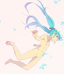  bad_id bad_pixiv_id barefoot breasts falling hatsune_miku hayyan highres long_hair navel nipples nude pussy small_breasts solo uncensored vocaloid 