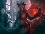  bird breasts crow dark_skin feline female loincloth mammal monster necklace panther red_eeys red_eyes shanodin topless tribal 
