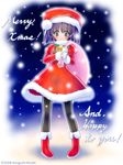  christmas horiguchi_hiroshi original pantyhose santa_costume snow solo 