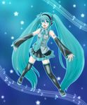  akaza_shiro aqua_eyes aqua_hair bad_id bad_pixiv_id detached_sleeves hatsune_miku headset long_hair necktie skirt solo thighhighs twintails vocaloid 