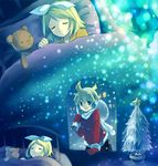  1girl bad_id bad_pixiv_id brother_and_sister christmas hamamo kagamine_len kagamine_rin santa_costume siblings twins vocaloid 