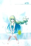  air akaza_shiro blonde_hair blue_eyes dress flower hair_ribbon highres kamio_misuzu long_hair ribbon solo very_long_hair 