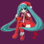  aqua_hair christmas gogatsu hatsune_miku long_hair santa_costume solo thighhighs twintails very_long_hair vocaloid 