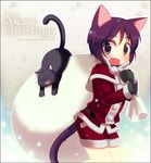  animal_ears cat cat_ears christmas copyright_request mittens nekoya santa_costume solo tail 