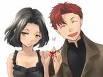  1girl baccano! bad_id bad_pixiv_id black_hair chane_laforet claire_stanfield heart red_hair short_hair yellow_eyes yo_(pixiv260787) 