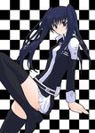  checkered checkered_background cross d.gray-man lenalee_lee lowres megumi_ryouko skirt solo thighhighs twintails 
