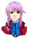  anew_returner az0212 bad_id bad_pixiv_id celestial_being_uniform gundam gundam_00 lavender_hair pink_eyes smile solo 