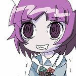  artist_request bangs blunt_bangs clenched_teeth evil_smile futaba_channel lowres maid nijiura_maids purple_eyes purple_hair simple_background smile solo teeth upper_body white_background yakui 