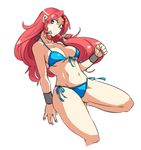  bikini blue_eyes braid hong_meiling long_hair ponke red_hair solo swimsuit touhou twin_braids wristband 