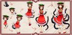  age_progression animal_ears baby bobby_socks brown_eyes brown_hair cat cat_ears cat_tail chen chen_(cat) chestnut_mouth directional_arrow earrings fang hat highres ibaraki_natou jewelry multiple_tails multiple_views nekomata older open_mouth short_hair smile socks tail teenage touhou 