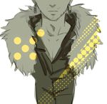  bad_id bad_pixiv_id earrings facial_hair fate/stay_night fate_(series) fur_collar gilgamesh head_out_of_frame jewelry lorein lowres male_focus solo stubble 