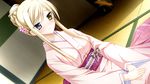  1girl blonde_hair game_cg hair_ornament heterochromia highres japanese_clothes kimishima_ao kimono ornament ornament_hair otome_ga_tsumugu_koi_no_canvas shishidou_chiharu_flamsteed solo 