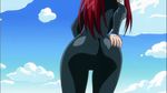  1girl animated animated_gif ass ass_shake bodysuit breasts cat charle_(fairy_tail) erza_scarlet fairy_tail huge_ass large_breasts looking_back red_hair spandex 