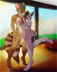  anthro bigger_version_at_the_source breast_squish breasts canine couple cuteancuddly female fuffy hyena male necktie nipples nude seyloren sheath 