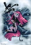  blue_eyes cutie_mark equine female feral ferum-lynxx firendship_is_magic friendship_is_magic fur hair horse long_hair mammal my_little_pony pink_fur pink_hair pinkamena_(mlp) pinkie_pie_(mlp) pony solo sword weapon 