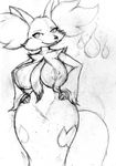 big_breasts breasts canine delphox female fox mammal monochrome nintendo pok&#233;mon pok&eacute;mon randomboobguy sketch solo video_games wide_hips 