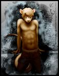  2013 abs brown_fur color front frontal_view fur hair jeans kneeling leaning light_eyes looking_at_viewer male mammal muscles navel pecs pink_nose rat rodent silver_eyes solo teeth the_cherret_awaits topless 