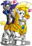  &lt;3 armor black_fur blue_eyes blue_hair blush davide76 duo equine female feral friendship_is_magic fur hair horse lunar_guard_(mlp) male mammal muscles my_little_pony pony royal_guard_(mlp) thestral white_fur yellow_eyes 